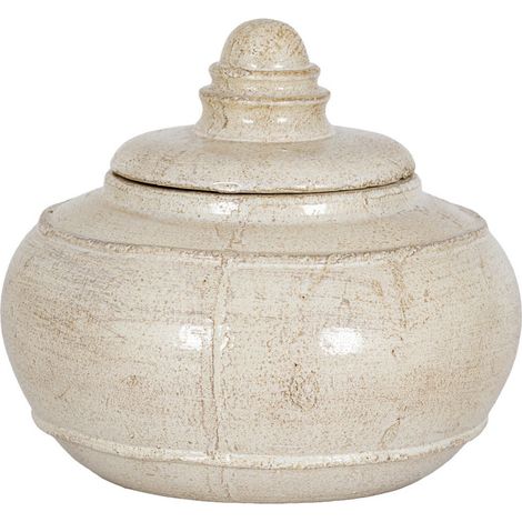 Tarn Collection Medium Pot with Lid - Ceramic - L20 x W20 x H12 cm - White