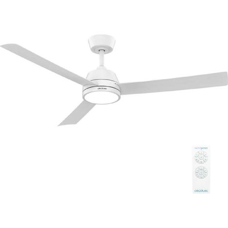 Cecotec Ventilador de Techo con Luz EnergySilence Aero 452 QuickSnap White. 30W, Motor DC, Diámetro 52" (132cm), 3 Aspas
