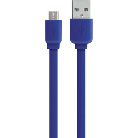 Câble micro USB /USB-A plat 1 m - bleu (1/3)