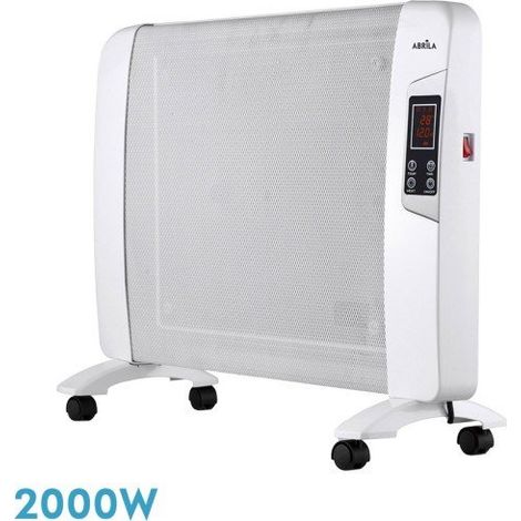 Radiador De Mica Abrigo 2000w 1elemento Blanco C/remoto Temporizador Display Termostato Reg.54x82,5x27cm