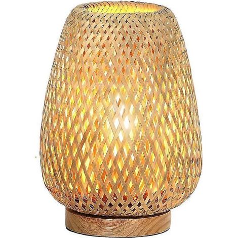 lampe de table en osier lampe de chevet a trois temperatures de couleur lampe de chevet boheme en bambou prise europeenne standard (1/5)