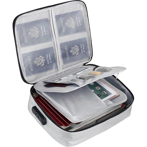 Feuerfeste und wasserdichte Dokumentenbox, A4-Aktenorganizer für Urkunden, wichtige Dokumente, abschließbare Sicherheitstasche (1/5)