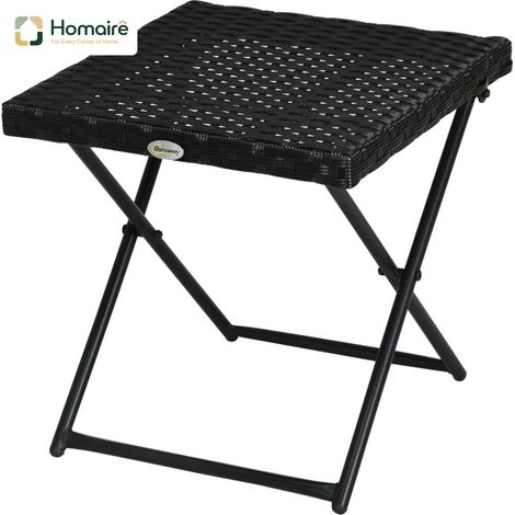 HOMAIRE Polyrattan Balkontisch klappbar Stahlrahmen pflegeleicht Schwarz