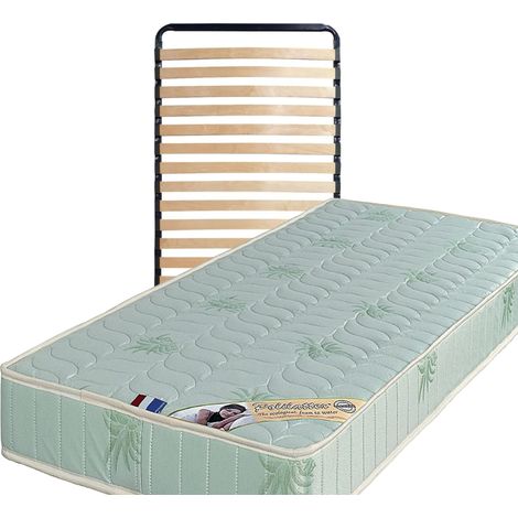 Set di 2 Materassi 80x190 + Reti Smontabili + Piedi + 2 Cuscini in Memory Foam Offerti Schiuma Poliestere Lattex Indeforabile - 19 cm - Molto Rigido - Tessuto all'Aloe Vera - OEKO-TEX STANDARD 100 sen