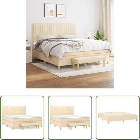 vidaXL Kopfteil - Boxspringbett mit Matratze Creme 180x200 cm Stoff (1/5)