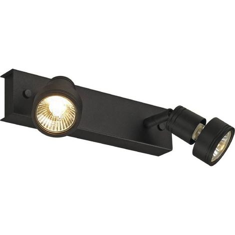 Plafonniers intérieurs PURI plafonnier noir mat double GU10 max. 2x50W anneau déco inclus - SLV 147370