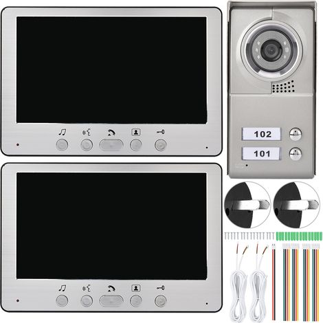 Appartement Visiophone Filaire 2 Unités 7 Pouces Sonnette Vidéo Interphone Entrée 110-240V (Prise AU) (1/5)