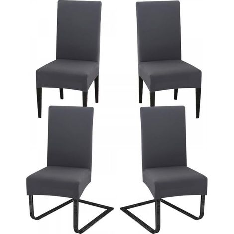 Lot de 4 housses de chaise extensibles, universelles, amovibles, lavables, modernes et durables, pour la maison, l'hôtel, le restaurant, les fêtes, les banquets et la décoration de la cuisine