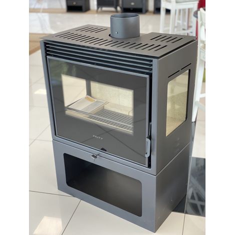 Prity – Poêle à bois 13 kW – Triple vitrage panoramique – Rendement 81 % – Évacuation fumées 150 mm – Pour bois sec (1/5)