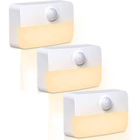 3er-Pack LED-Nachtlichter mit Bewegungsmelder, Treppenhauslampe, geeignet für Schlafzimmer, Badezimmer, Flure (warmes Licht) (1/4)