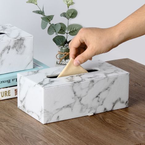 Rechteckige Marmor-Taschentuchbox mit Deckel zur Aufbewahrung im Haushalt, ideal für Küche, Schlafzimmer, Büro und Badezimmer.