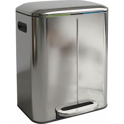 Cubo de basura de dos compartimentos higiénico para cocina 60 x 44,5 x 41 cm de metal negro 130017957 (1/3)