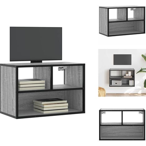 Meuble TV sonoma gris 60x31x39,5 cm bois d'ingénierie et métal - Meuble TV - Meubles TV - Support TV - Meuble HiFi (1/5)