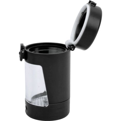 Bocal loupe portable rechargeable, mini bocal de rangement hermétique avec lumière LED, maintien de l'humidité, noir (1/5)
