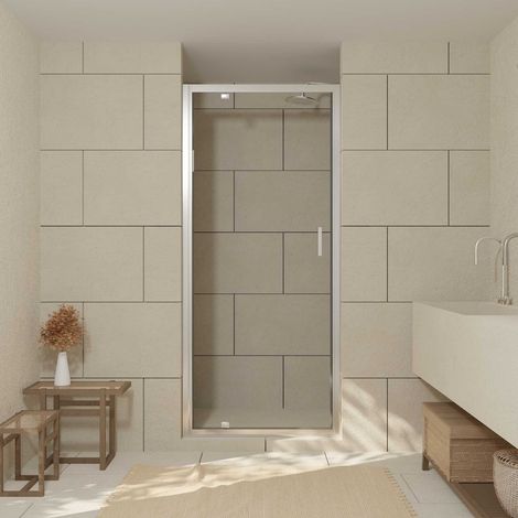 porte de douche pivotante - 80x200 cm - profilés chrome - verre trempé 6 mm - chromed crush (1/4)