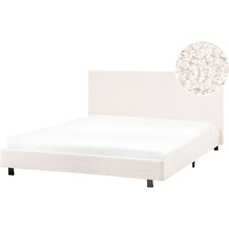 Bett mit Lattenrost Bouclé ALBI 140 x 200 cm Cremeweiß