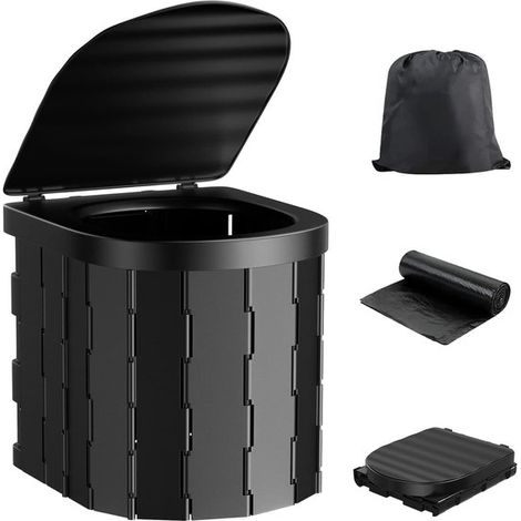 Faltbare Campingtoilette – Tragbarer Wickeltisch – Für Outdoor-Camping – Geruchshemmend – 33 x 28 x 6,8 cm – Schwarz (1/5)