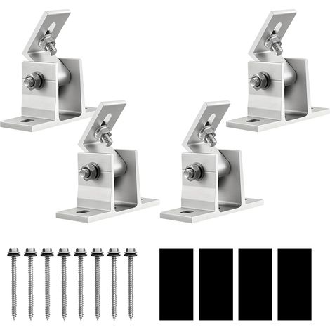 4 Pièces Support Panneau Solaire, Support de Module PV en Aluminium, Montage Mural 10°–60°, Module Photovoltaïque Réglable Indépendant pour Toit, Car, Balcon et Mur (1/5)