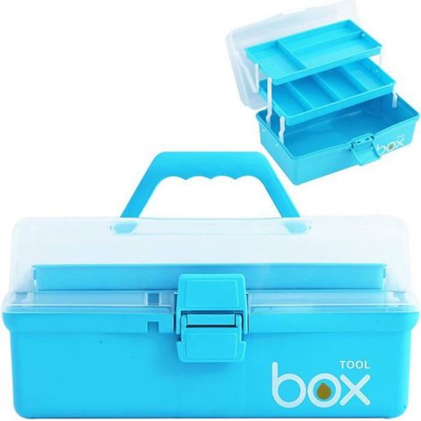 Boîte de rangement multifonctionnelle à 3 niveaux, boîte à outils en plastique, boîte de rangement pour arts et artisanat avec (1/5)