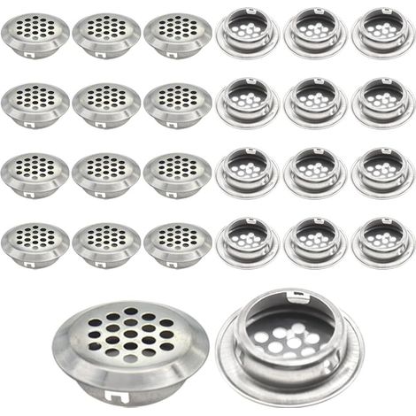 30 Pièces Évents Ronds 25mm Grille Aération Inox Maille Fine Bouche Ventilation Couvercle Armoire Placard (FK/25MM) (1/5)