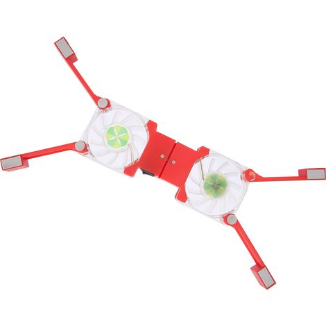 Support de refroidissement pliable pour ordinateur portable DRS03 avec double ventilateur, lumière LED bleue et refroidisseur pour ordinateur portable (rouge) (1/5)