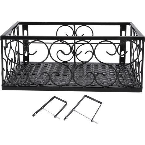 Balcony flower pot holder, thick iron decorative shelf for patio railing with window sill brackets, applicable to a 10.5 cm/4.1 inch railing (1/5)