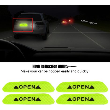 Set mit 4 selbstklebenden reflektierenden Streifen für Autotüren, grüne Sicherheitsaufkleber, Autowarnleuchten (1/5)