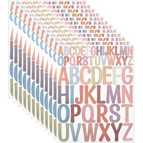 10 Bögen mit 520 selbstklebenden Buchstaben – Bunte Vinyl-Alphabet-Aufkleber in 2 Größen (2,5 cm & 5 cm), wasserfeste Aufkleber für DIY-Scrapbooking und Briefkastendekoration (1/5)