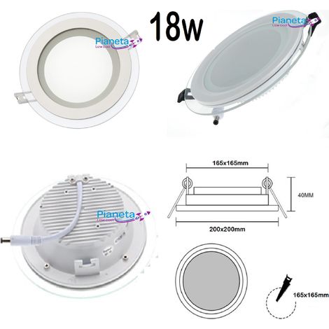Pannello led vetro da incasso quadrato tondo 6 9 12 18w illuminazione driver incluso Tondo 18W Luce Fredda 6000K