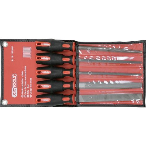 Ks Tools – Jeu de limes emmanchées 5 pcs – Acier spécial 200 mm – Poignée antidérapante – Pour menuiserie et modélisme