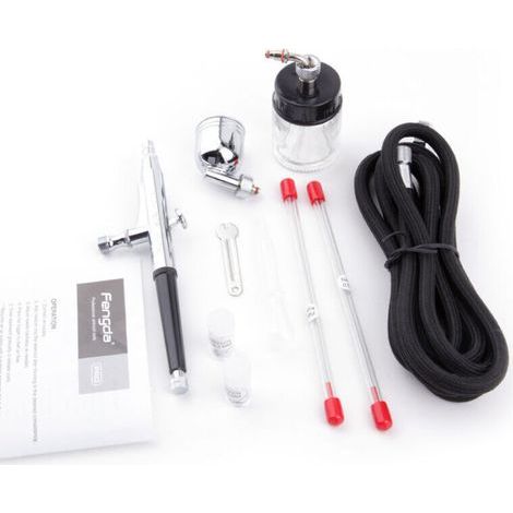 Professionnel Pistolet aerographe kit/Double Action/avec Aiguille de 0,2/0,3/0,5 buse et Tuyau. (1/4)