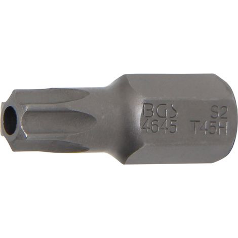 BGS Bit lunghezza 30 mm attacco esagonale esterno 10 mm (3/8") profilo T (per Torx) con foro T45 - 4645