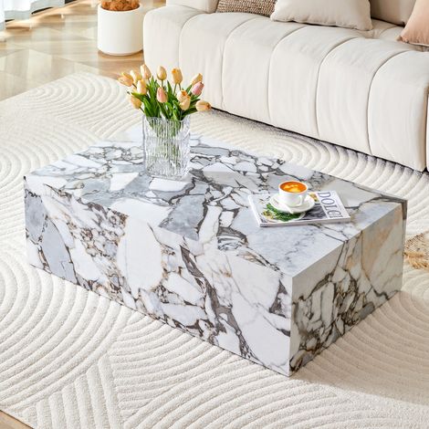 Table basse, en MDF, blanc, 90 x 50 x 30 cm, pour maison et usage quotidien, style scandinave et nord-européen