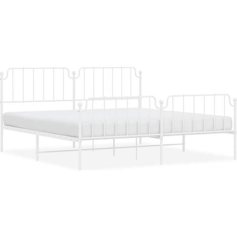 Maison Exclusive - Giroletto con Testiera e Pediera Metallo Bianco 193x203 cm (1/5)