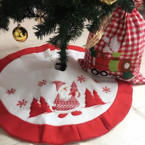 Jupe de Sapin de Noël Jupe Arbre de Noël en Velours Vacances Arbre Ornements Tapis de Décoration pour Fête Noël Christmas,90 cm (1/4)