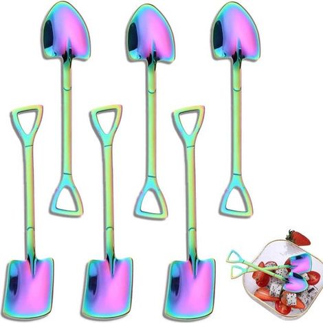 Set di 6 cucchiaini colorati in acciaio inossidabile per anguria, gelato, caffè e dessert. (1/5)