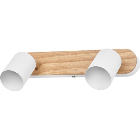 OSRAM OSRAM LED Spot Ligne Bois Plafonnier 2x GU10, Décor Blanc/Bois, Acier/Bois de caoutchouc, orientable, IP20, Intérieur
