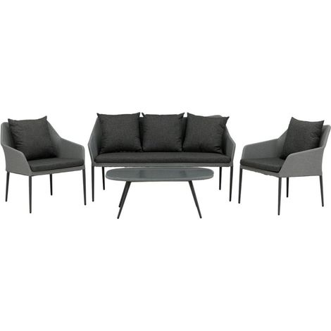 Salon de Jardin "Spoga" 151cm Gris & Noir (1/5)