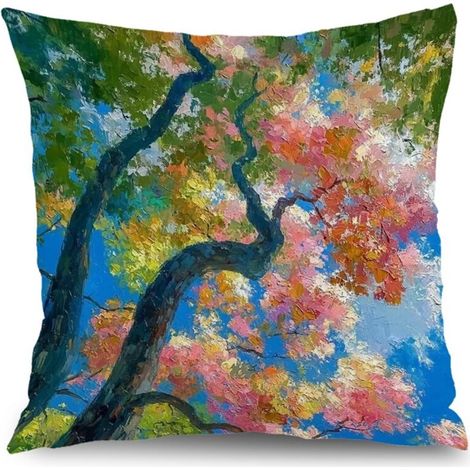 Taie d'oreiller fleurs vintage, décoration salon chambre maison,45×45cm (1/5)