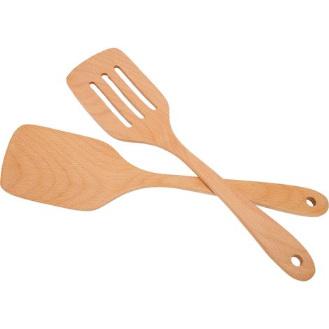 Ensemble de 2 spatules en bois légères et résistantes à la chaleur pour la cuisine à domicile (1/5)