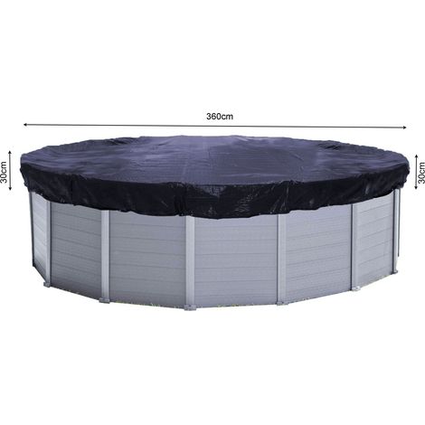Poolabdeckung Rund für 320-366 cm Pools Planenmaß Ø 420 cm Schwarz Sommer & Winter Poolplane Solar Abdeckplane 200 g/m² PE Zweifach Beschichtete Abdeckung Solarplane UV-Resistent (1/3)