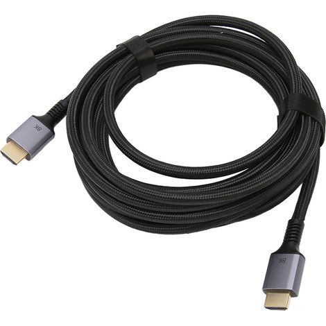 Câble vidéo haute définition 8K, version HDMI 2.1, diamètre du fil de 6,7 mm, conducteur en cuivre pur sans oxygène, prend en charge 8K@60Hz/4K@120Hz, HDMI vers HDMI, 5 mètres. (1/5)