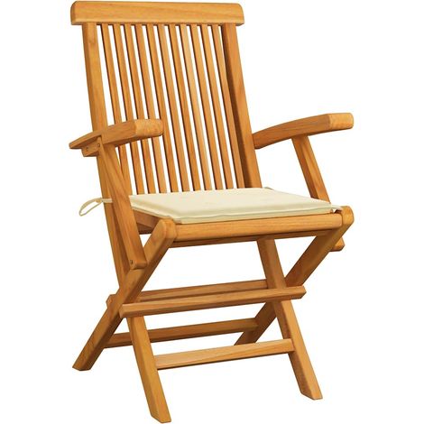 Maison Exclusive - Klappstühle mit cremefarbenen Kissen, 8-teilig (1/5)