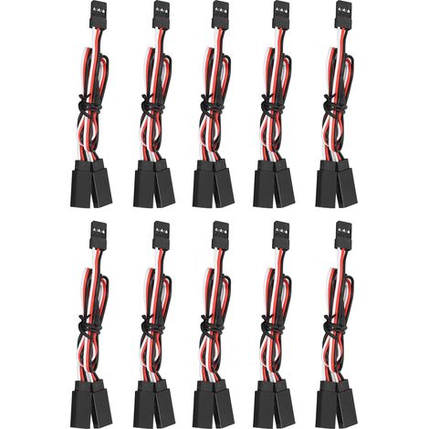 Câble d'extension servo 10 pièces, connecteur mâle-femelle 3 broches, carte de commande à distance en Y, 300 mm (11,81 pouces) (1/5)