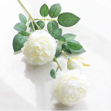 Bouquet de 3 pivoines artificielles pour la décoration de la maison, du jardin, du salon et des fêtes de mariage. Fleurs artificielles XYZblanc (1/5)