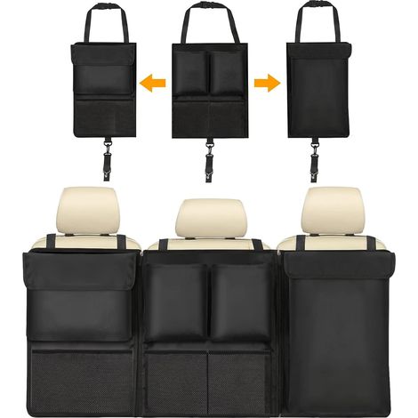 Organisateur de Coffre de Voiture, 101×46cm Détachable Organisateur de Voiture Rangement Voitures Super Capacité, Multipurpose Sac de Rangement Voitures avec 7 Poches Sangle Réglable pour SUV (1/5)
