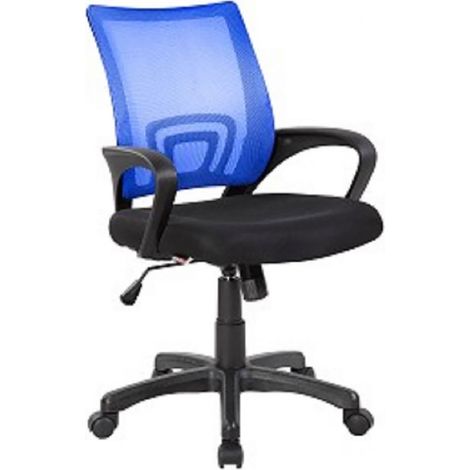 Sedia Operativa da Ufficio St. Louis con Braccioli 54x59x90-100 cm in Rete Tecnica e Tessuto Blu e Nero