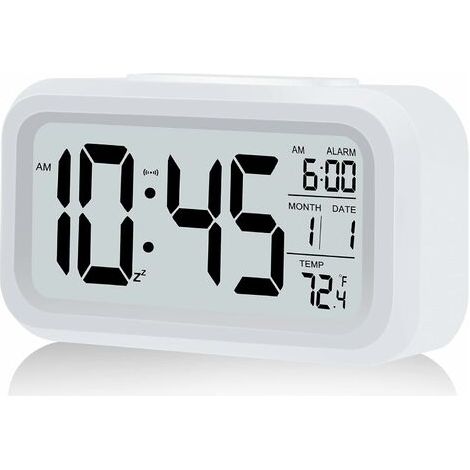 Réveil Numérique - Écran LCD HD - Fonction Température Intérieure - Veilleuse Automatique - Alimentation Piles AAA - 1 Pièce (1/5)
