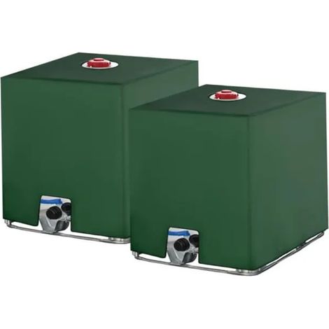 2PC pour Cuve IBC 1000L, Recuperateur d Eau de Pluie, Anti-UV Anti- Reservoir deau, 1000l, 116 x 100 x 120 cm, Vert (1/5)