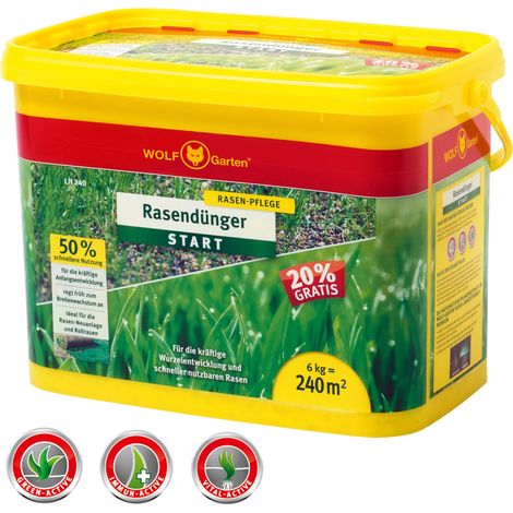 WOLF Garten engrais starter 2,5 ou 6kg fertilisant engrais gazon pelouse jardin  240m² (de) (1/3)